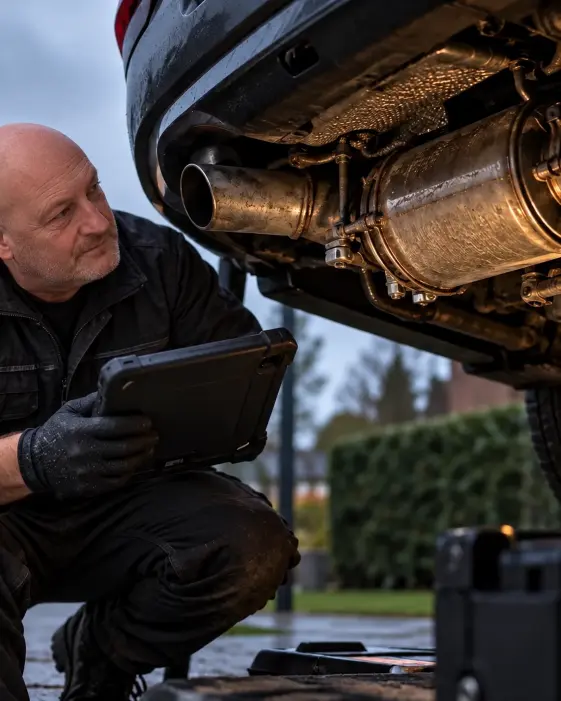 mechanic diagnosing a dpf problem